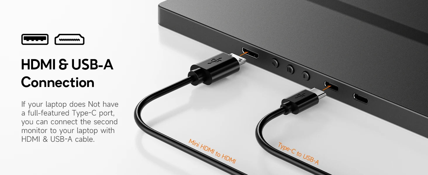 Dopesplay 14.1inch Portable Monitors 1200P FHD IPS Single Dual Second Screen Extender Display For Phone PC Mac 13.3-17" Laptops