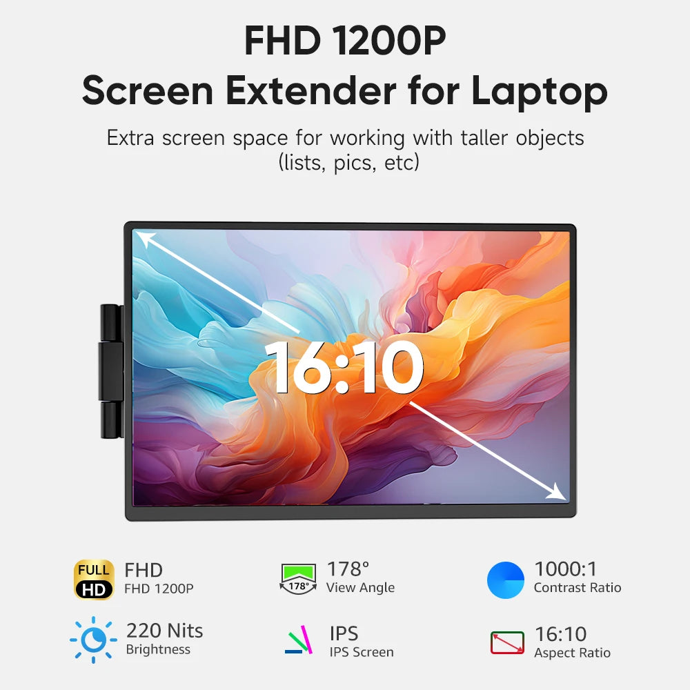 Dopesplay 14.1inch Portable Monitors 1200P FHD IPS Single Dual Second Screen Extender Display For Phone PC Mac 13.3-17" Laptops