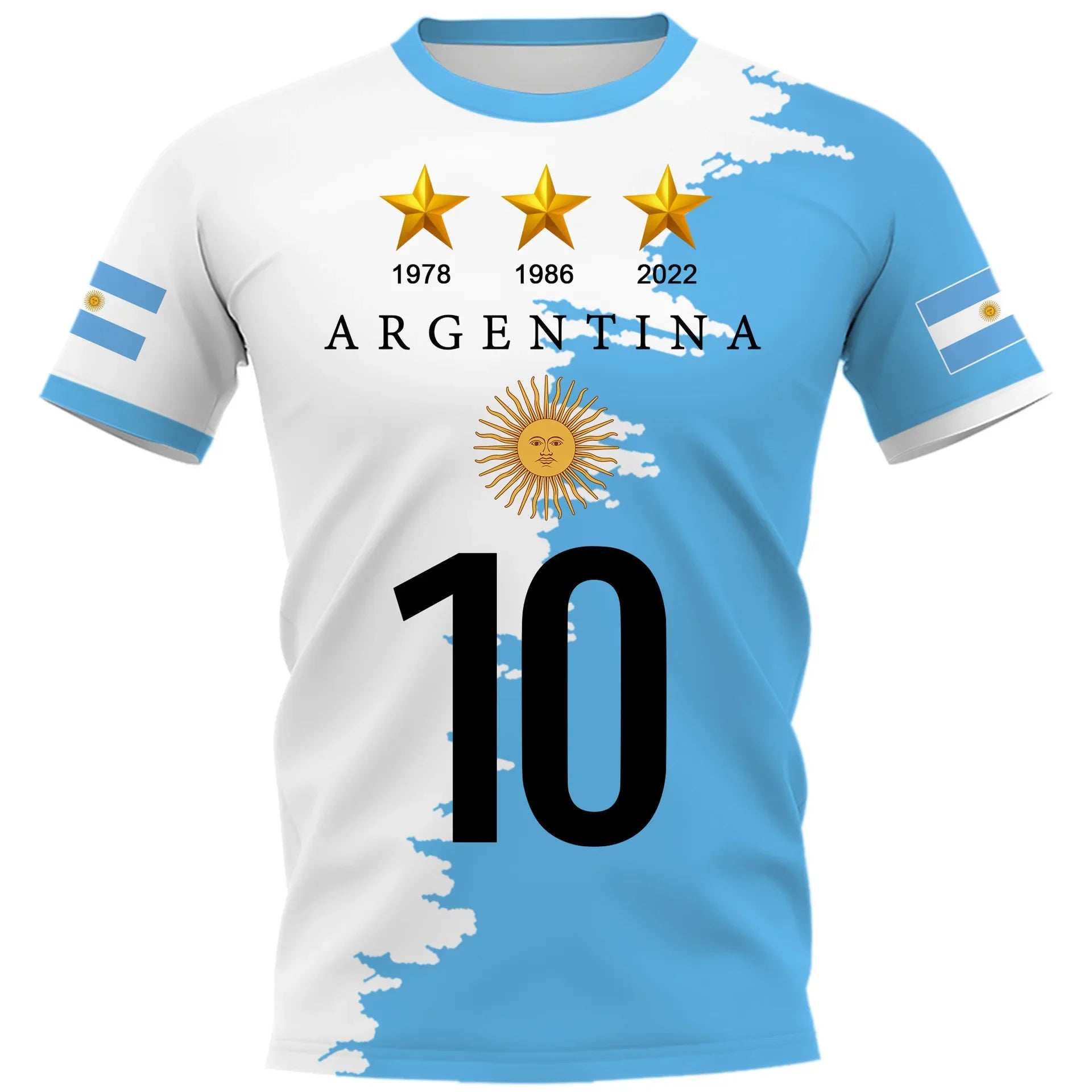 2025 Men's T-shirt 3D Printing Argentina Original Football Shirt Fashion Trend Printing Breathable Short-sleeved Sportswear