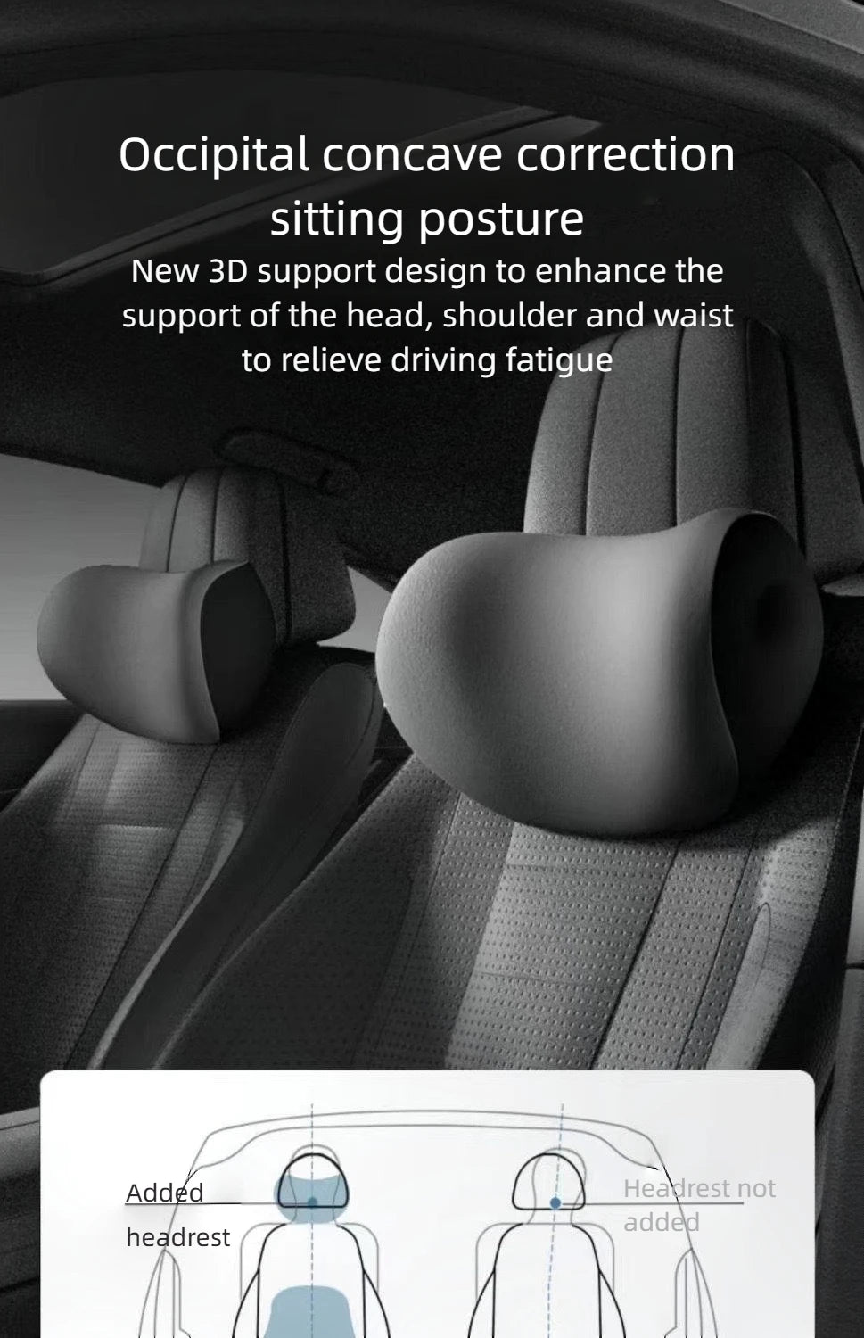 Car Headrest Lumbar Support Shoulder Pillow Memory Foam Headrest Lumbar Support Car Seat Backrest Cushion No LOGO Cross-border C