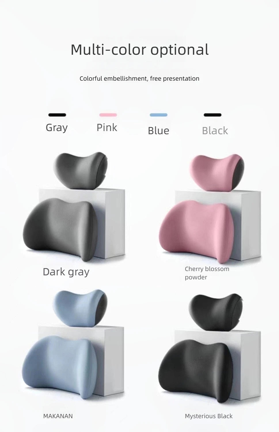 Car Headrest Lumbar Support Shoulder Pillow Memory Foam Headrest Lumbar Support Car Seat Backrest Cushion No LOGO Cross-border C