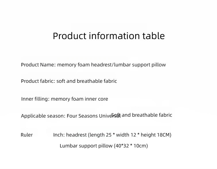 Car Headrest Lumbar Support Shoulder Pillow Memory Foam Headrest Lumbar Support Car Seat Backrest Cushion No LOGO Cross-border C