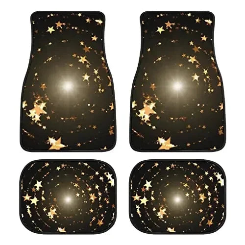 Car Floor Mat 4 Piece Sets Starry Night Universal All Weather Waterproof Driver Heel Pad Protector-Full Set Front & Rear Carpet
