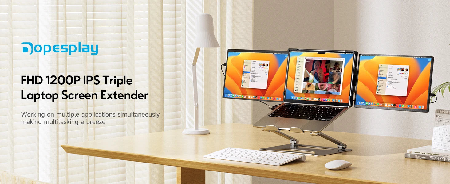 Dopesplay 14.1inch Portable Monitors 1200P FHD IPS Single Dual Second Screen Extender Display For Phone PC Mac 13.3-17" Laptops