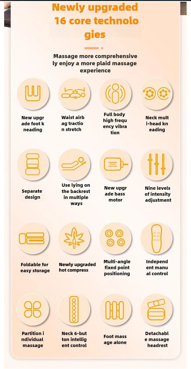 Electric Full Body Massage Mattress With Heating Hand Control Shoulder Neck Waist Airbag Back Kneading vibration Massage Cushion