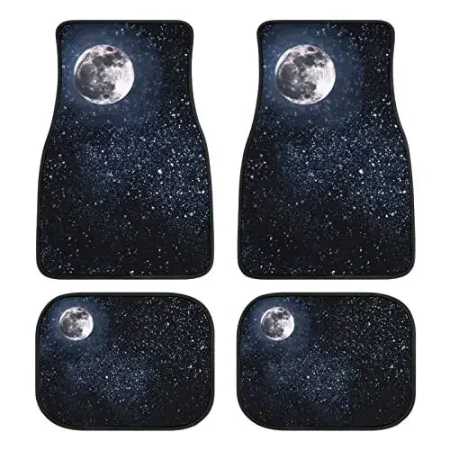 Car Floor Mat 4 Piece Sets Starry Night Universal All Weather Waterproof Driver Heel Pad Protector-Full Set Front & Rear Carpet