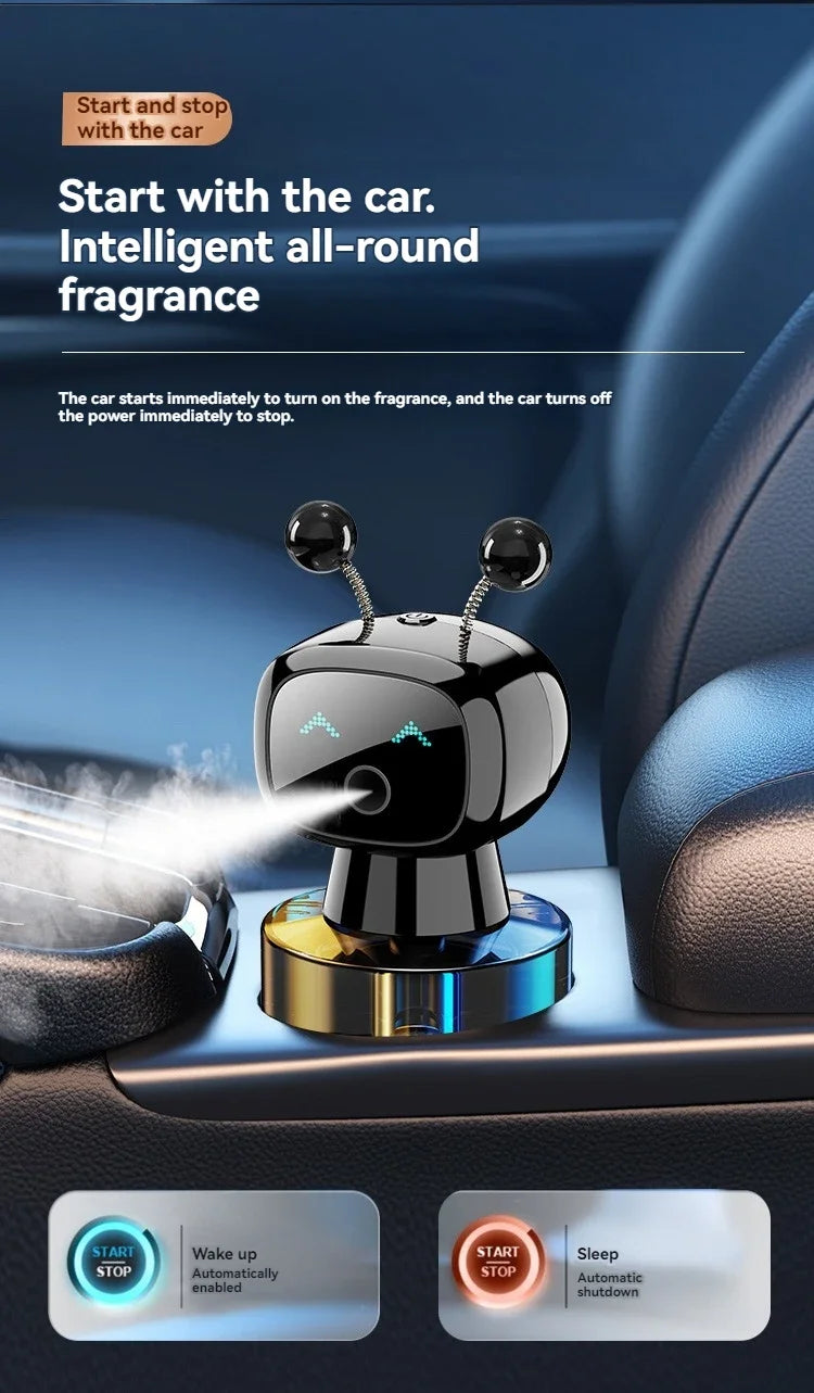 XMSJ Smart Car Air Freshener AI Rechargeable Car Aroma Diffuser Smart eyes 4 Levels of Adjustable Intelligent Car Diffuser Gift