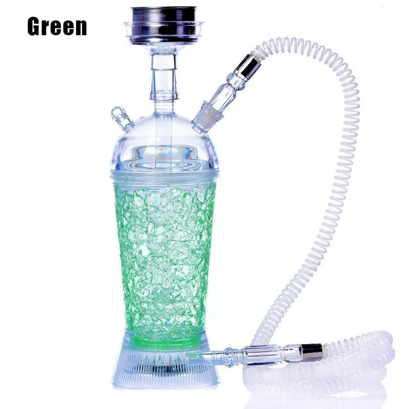 Portable Car Hookah Cup Shisha Set with Colorful LED Light Nargile Complete Outdoor Travel Water Pipe Smoking Accessories Gifts