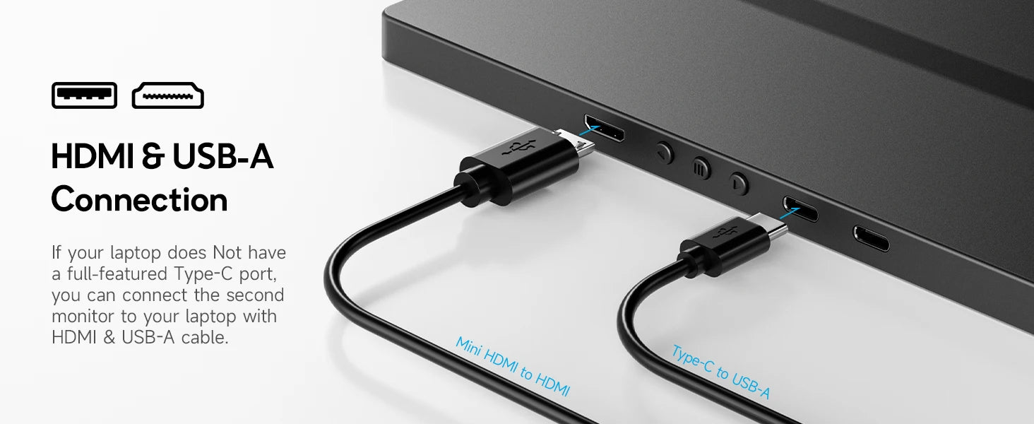 Dopesplay 14.1inch Portable Monitors 1200P FHD IPS Single Dual Second Screen Extender Display For Phone PC Mac 13.3-17" Laptops