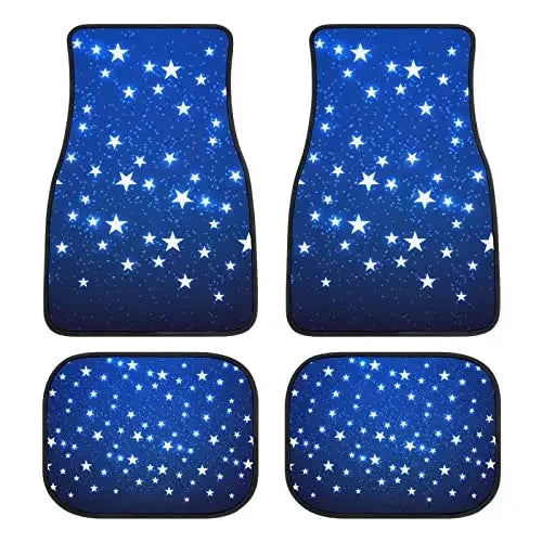 Car Floor Mat 4 Piece Sets Starry Night Universal All Weather Waterproof Driver Heel Pad Protector-Full Set Front & Rear Carpet