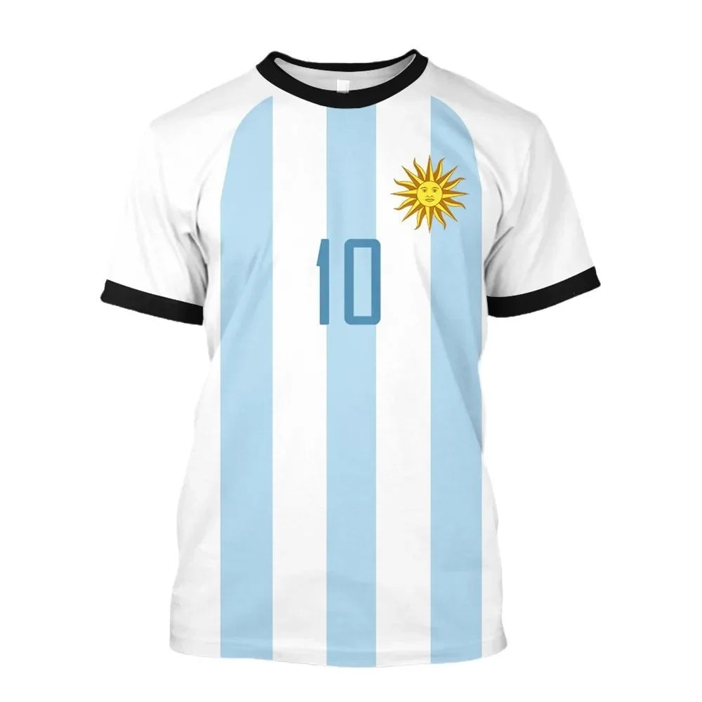 2025 Men's T-shirt 3D Printing Argentina Original Football Shirt Fashion Trend Printing Breathable Short-sleeved Sportswear