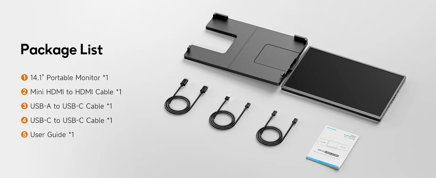 Dopesplay 14.1inch Portable Monitors 1200P FHD IPS Single Dual Second Screen Extender Display For Phone PC Mac 13.3-17" Laptops