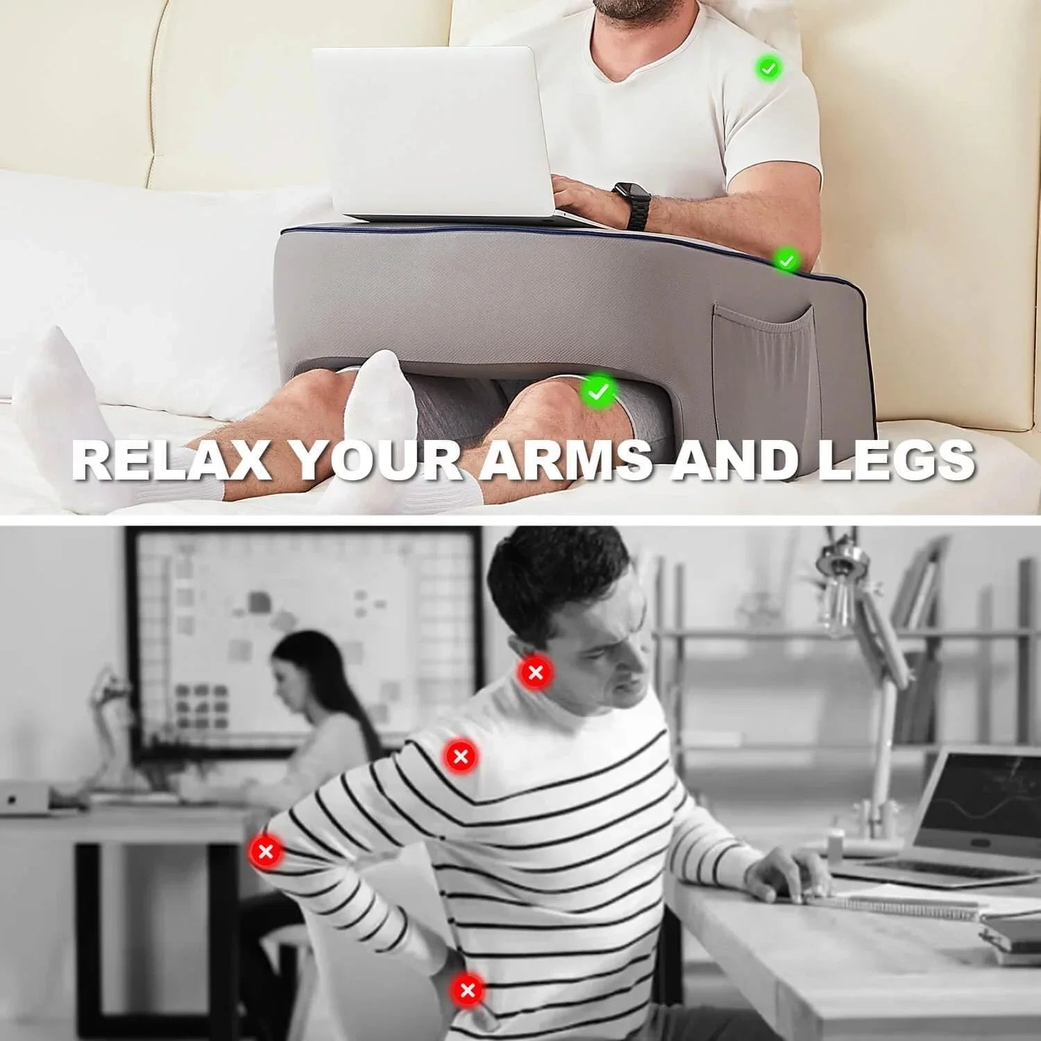 Gaming Pillow for Lap,Reading Pillow for Bed Memory Foam Bed Rest Pillow for Reading, Working, Playing Game