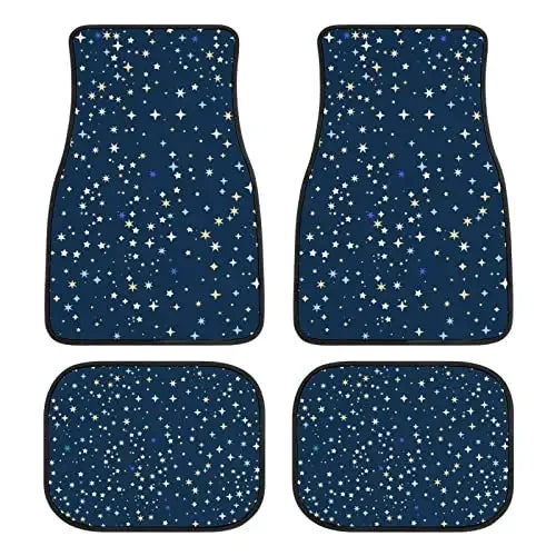 Car Floor Mat 4 Piece Sets Starry Night Universal All Weather Waterproof Driver Heel Pad Protector-Full Set Front & Rear Carpet