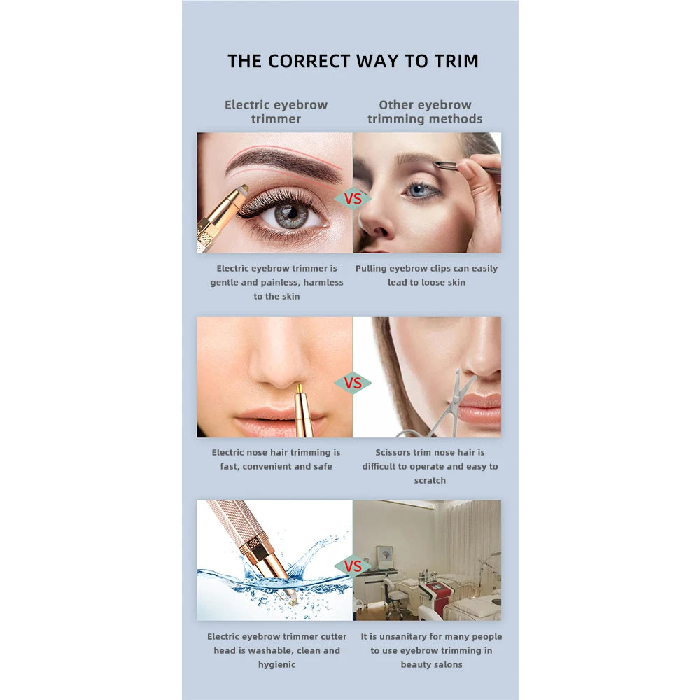 Micro Epilator for Ladies Eyebrow Trimmer Woman Epilator Machine Electric 4 In 1 Wet and Dry Use Painless Hair Remover Shaver