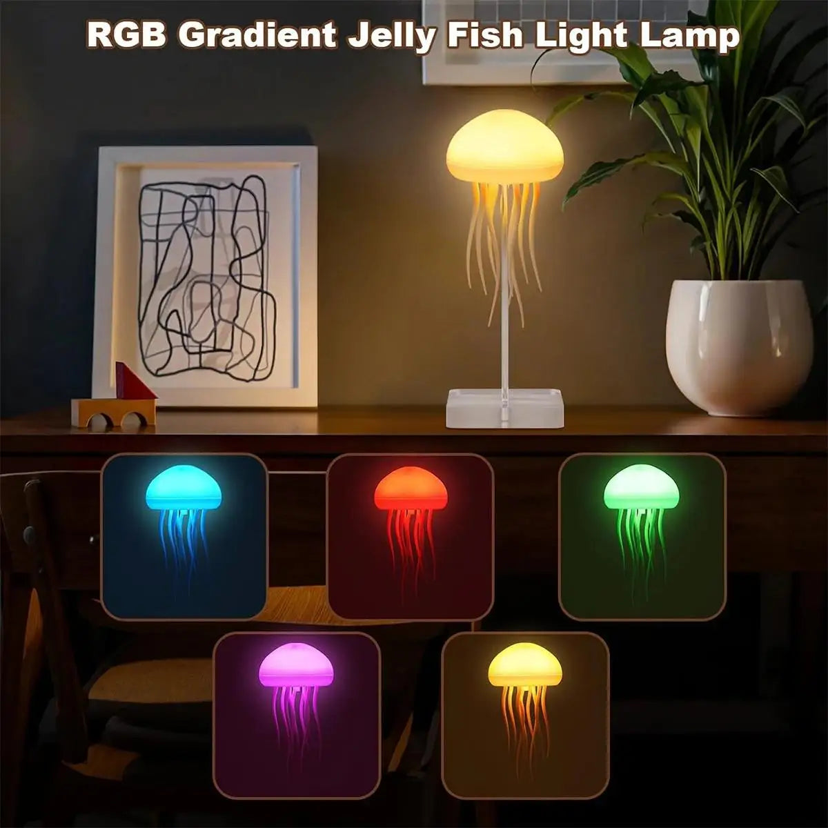 Jellyfish Night Light Floating Lamp Atmosphere Creative Bedside Usb Decorative Lights Cute Room Decor Holiday Decoration Hanging