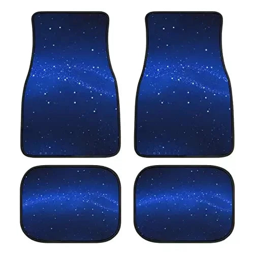Car Floor Mat 4 Piece Sets Starry Night Universal All Weather Waterproof Driver Heel Pad Protector-Full Set Front & Rear Carpet
