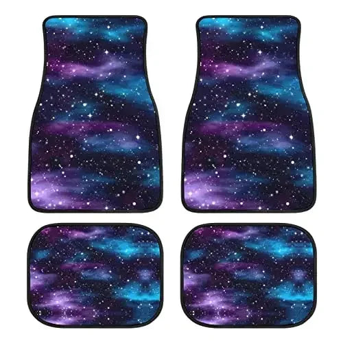 Car Floor Mat 4 Piece Sets Starry Night Universal All Weather Waterproof Driver Heel Pad Protector-Full Set Front & Rear Carpet