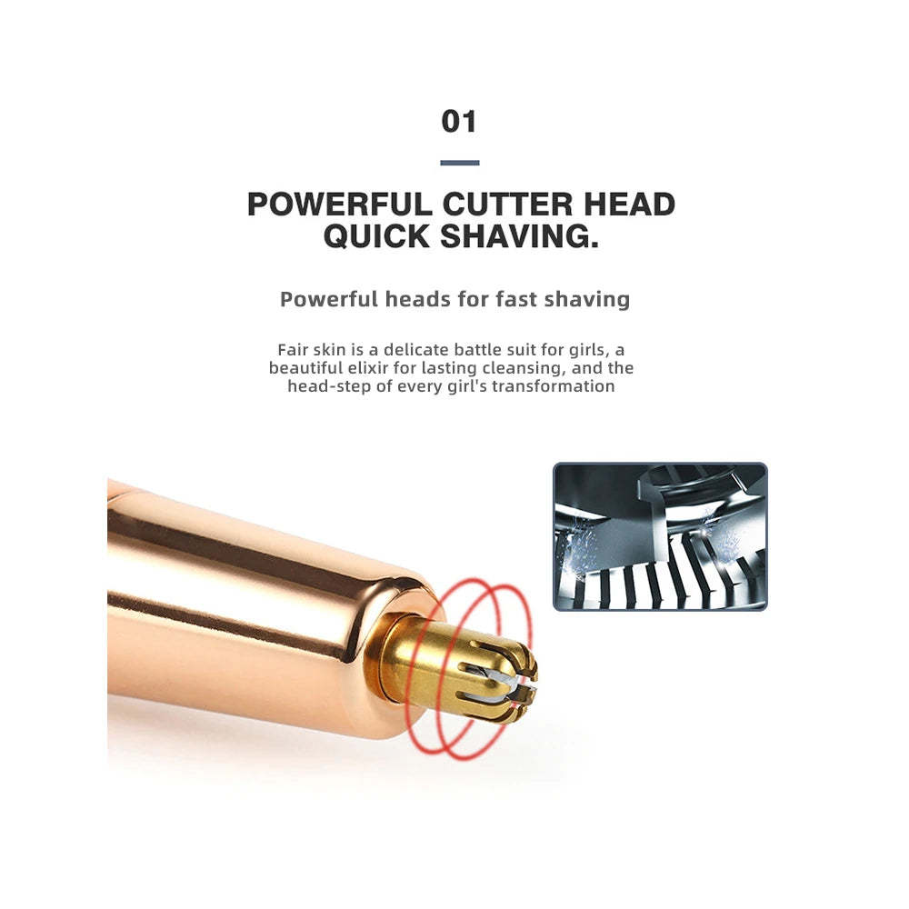 Micro Epilator for Ladies Eyebrow Trimmer Woman Epilator Machine Electric 4 In 1 Wet and Dry Use Painless Hair Remover Shaver