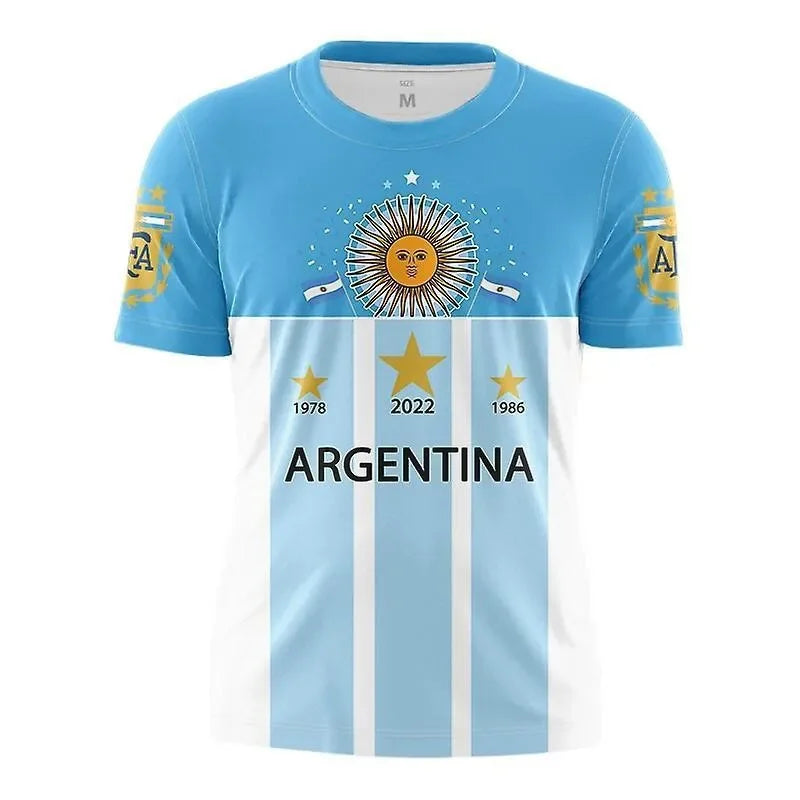 2025 Men's T-shirt 3D Printing Argentina Original Football Shirt Fashion Trend Printing Breathable Short-sleeved Sportswear