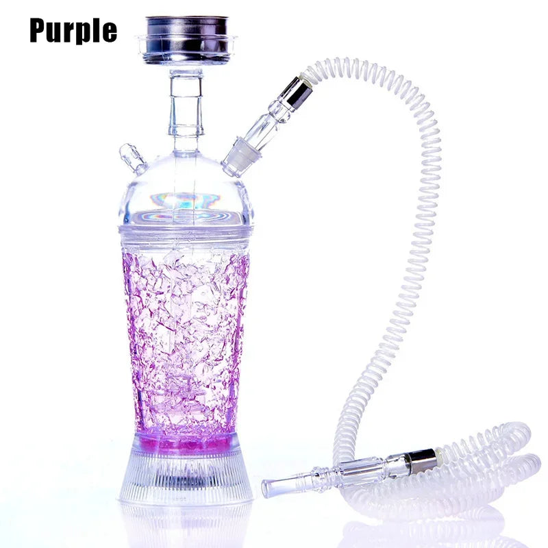Portable Car Hookah Cup Shisha Set with Colorful LED Light Nargile Complete Outdoor Travel Water Pipe Smoking Accessories Gifts