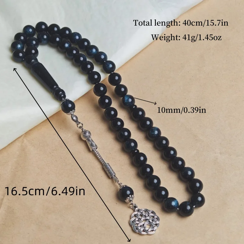 Muslim rosary 10mm 45 acrylic imitation beeswax starlight single ear bracelet TASBIH, Middle Eastern prayer rosary