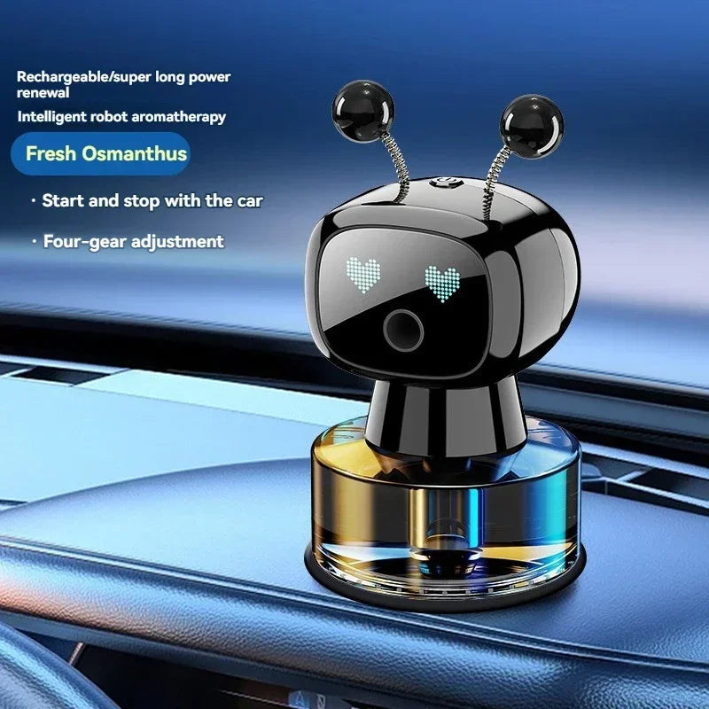 XMSJ Smart Car Air Freshener AI Rechargeable Car Aroma Diffuser Smart eyes 4 Levels of Adjustable Intelligent Car Diffuser Gift