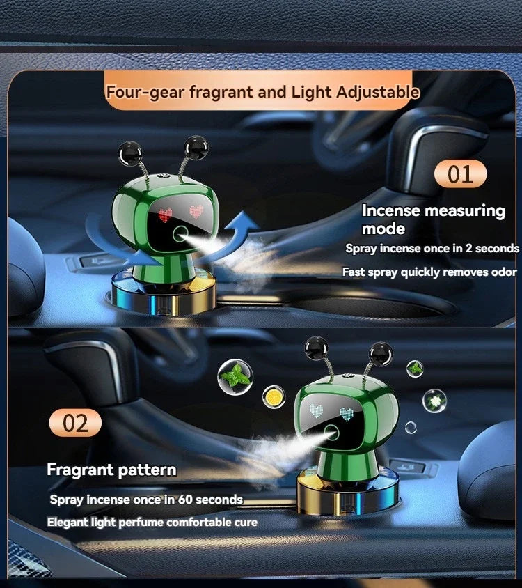 XMSJ Smart Car Air Freshener AI Rechargeable Car Aroma Diffuser Smart eyes 4 Levels of Adjustable Intelligent Car Diffuser Gift
