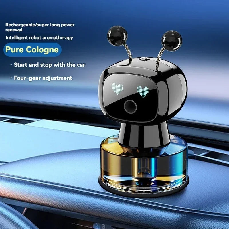XMSJ Smart Car Air Freshener AI Rechargeable Car Aroma Diffuser Smart eyes 4 Levels of Adjustable Intelligent Car Diffuser Gift