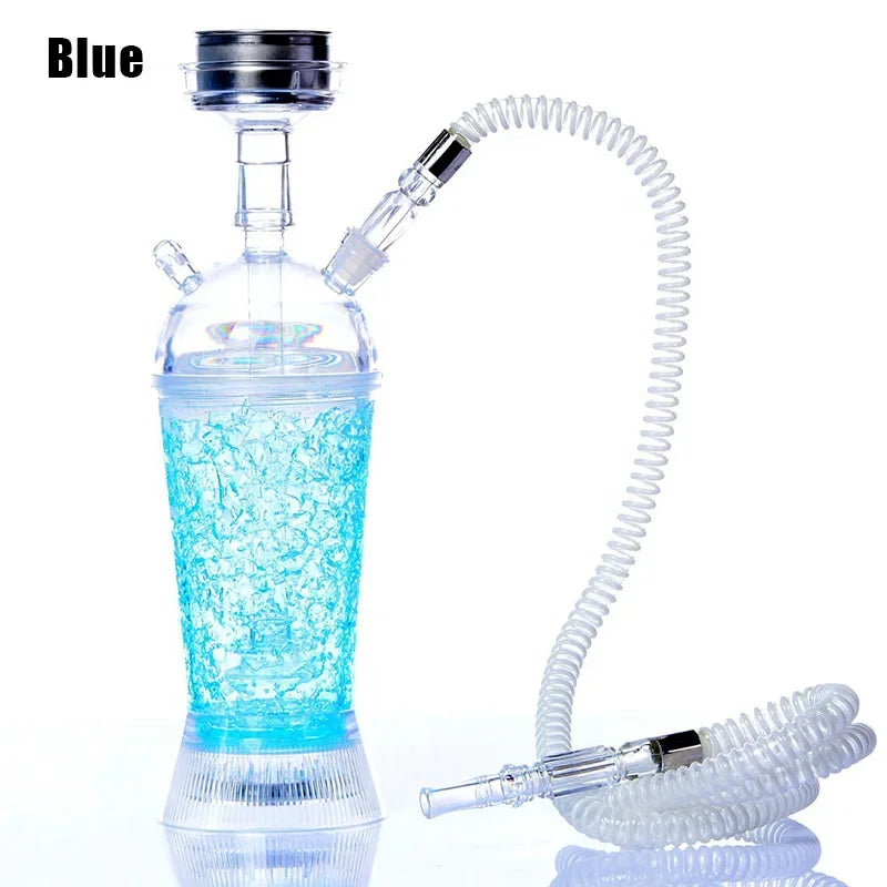 Portable Car Hookah Cup Shisha Set with Colorful LED Light Nargile Complete Outdoor Travel Water Pipe Smoking Accessories Gifts