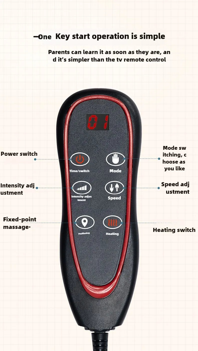 Electric Full Body Massage Mattress With Heating Hand Control Shoulder Neck Waist Airbag Back Kneading vibration Massage Cushion