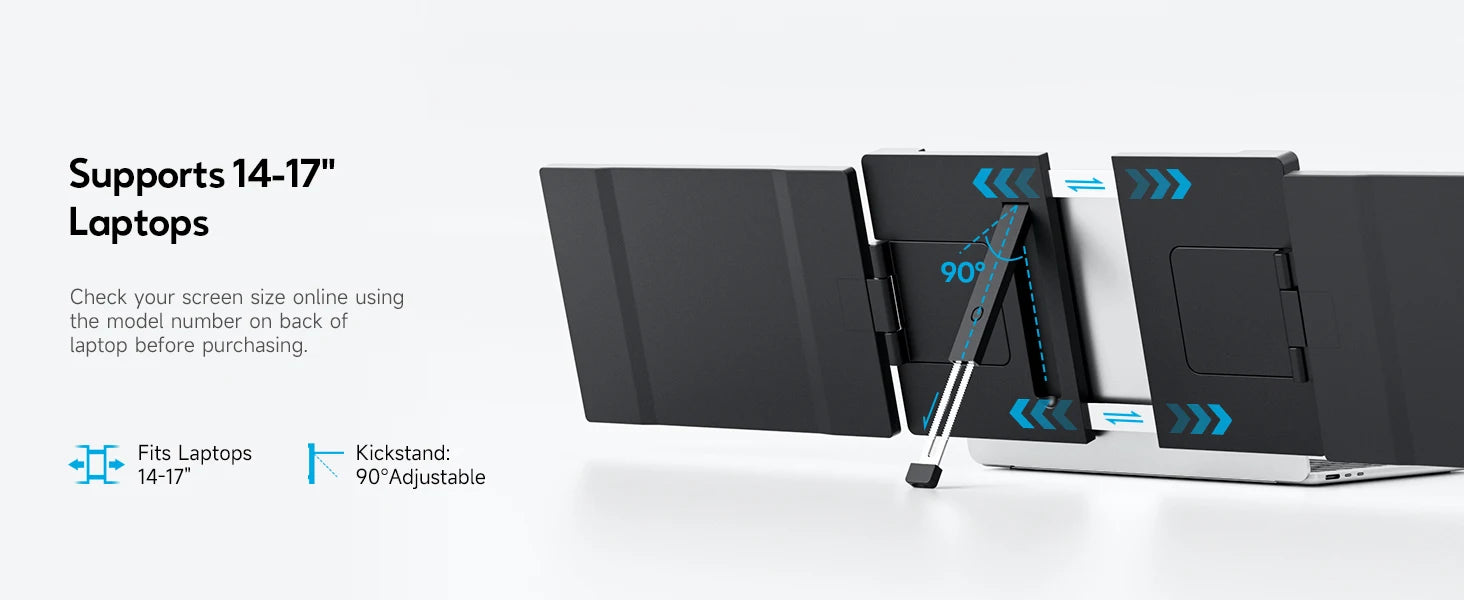 Dopesplay 14.1inch Portable Monitors 1200P FHD IPS Single Dual Second Screen Extender Display For Phone PC Mac 13.3-17" Laptops