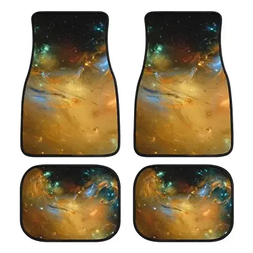 Car Floor Mat 4 Piece Sets Starry Night Universal All Weather Waterproof Driver Heel Pad Protector-Full Set Front & Rear Carpet