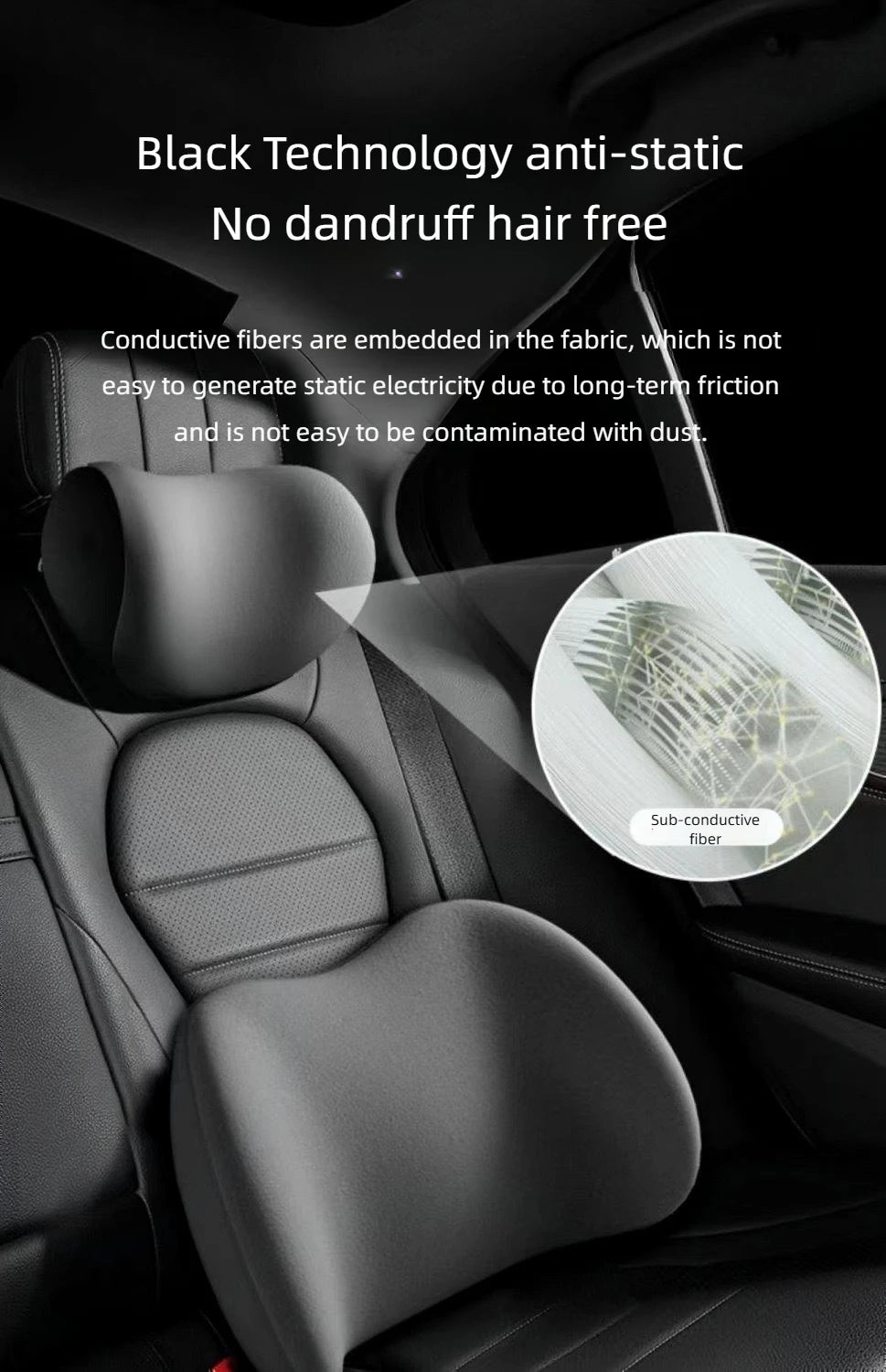 Car Headrest Lumbar Support Shoulder Pillow Memory Foam Headrest Lumbar Support Car Seat Backrest Cushion No LOGO Cross-border C