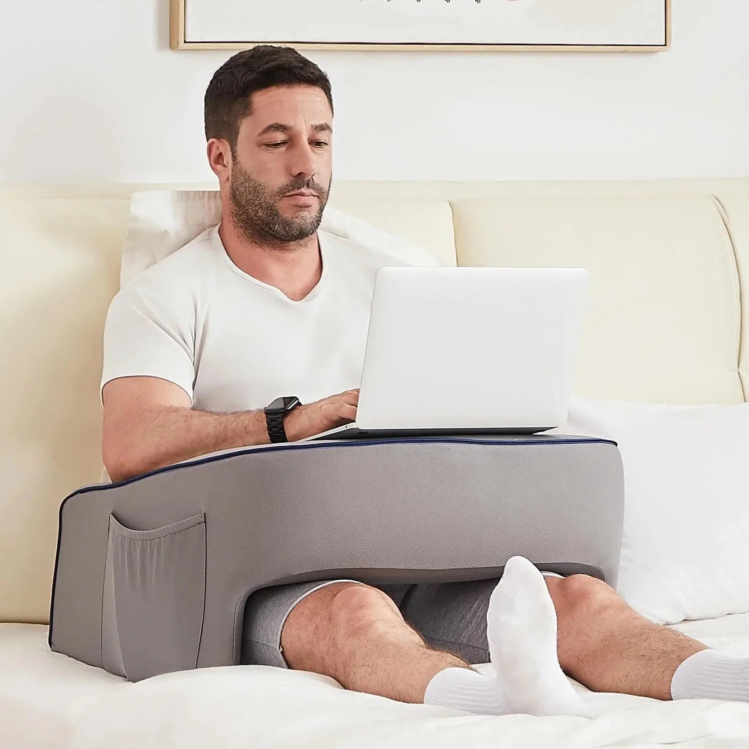 Gaming Pillow for Lap,Reading Pillow for Bed Memory Foam Bed Rest Pillow for Reading, Working, Playing Game