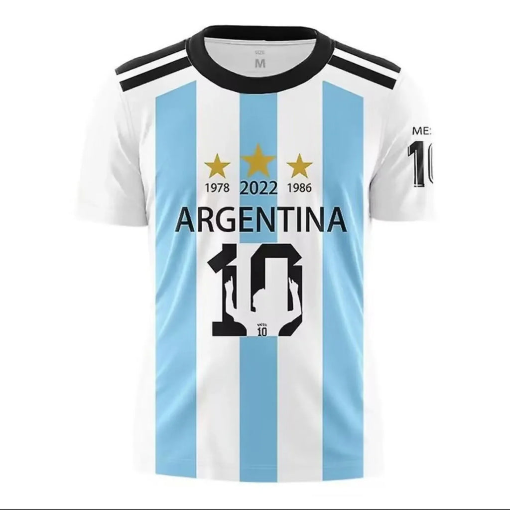2025 Men's T-shirt 3D Printing Argentina Original Football Shirt Fashion Trend Printing Breathable Short-sleeved Sportswear