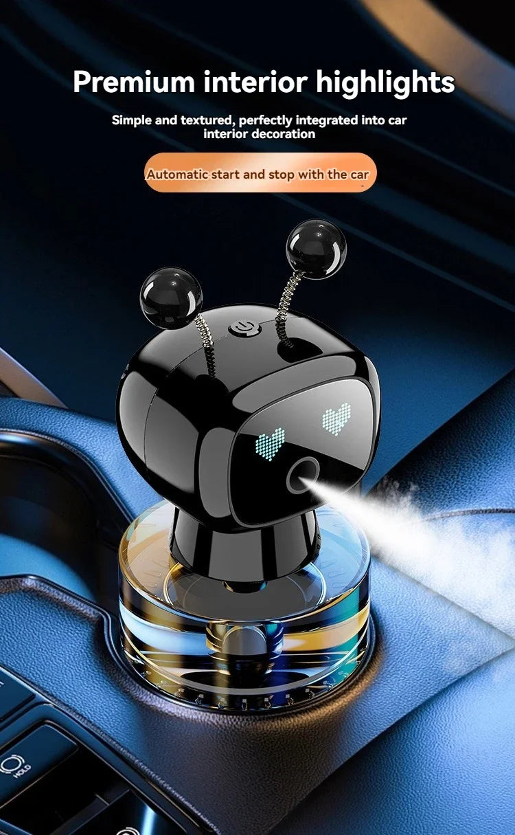 XMSJ Smart Car Air Freshener AI Rechargeable Car Aroma Diffuser Smart eyes 4 Levels of Adjustable Intelligent Car Diffuser Gift