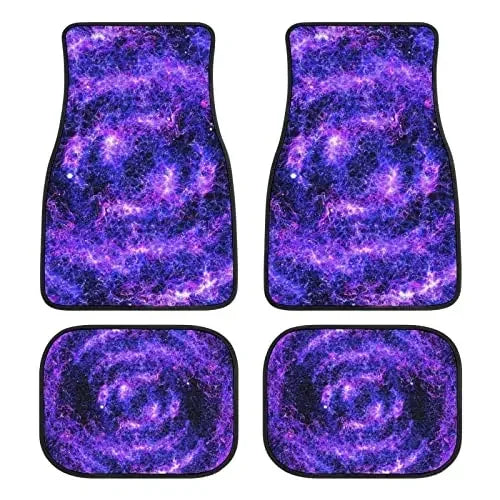 Car Floor Mat 4 Piece Sets Starry Night Universal All Weather Waterproof Driver Heel Pad Protector-Full Set Front & Rear Carpet