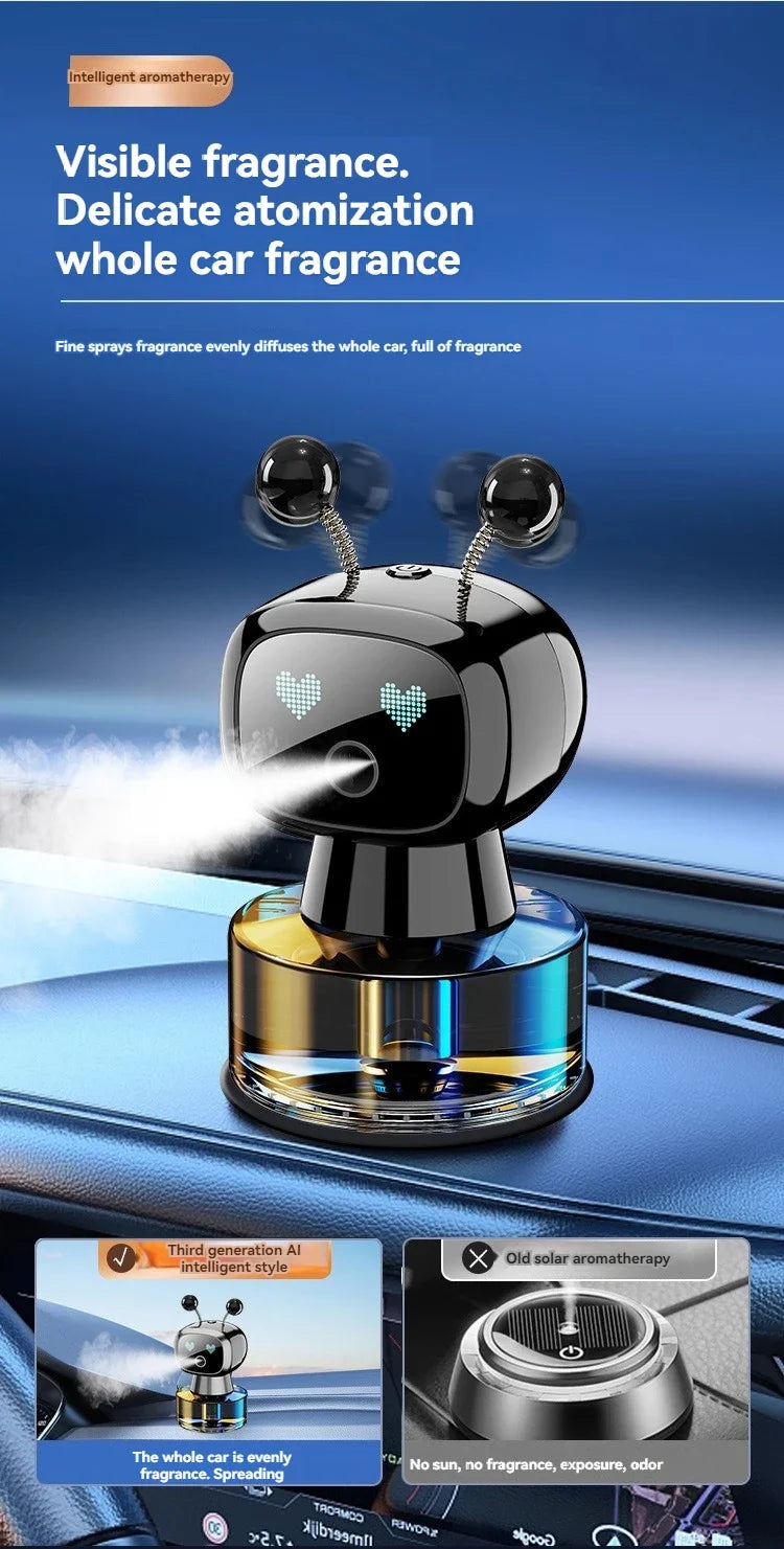XMSJ Smart Car Air Freshener AI Rechargeable Car Aroma Diffuser Smart eyes 4 Levels of Adjustable Intelligent Car Diffuser Gift